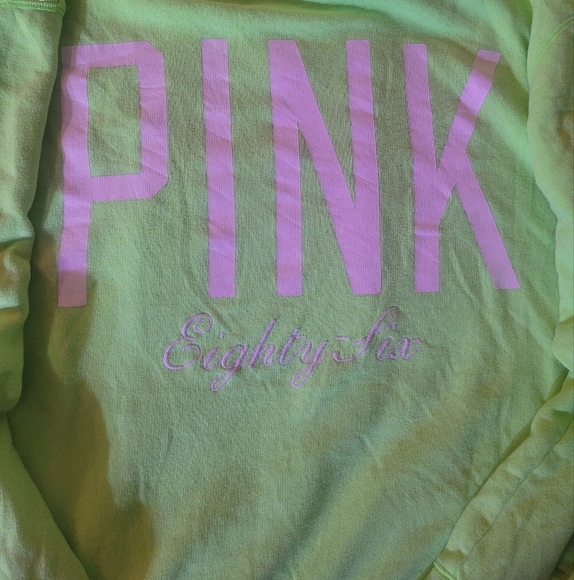 PINK Victoria's Secret Lime Green Crew Neck Sweater - Picture 1 of 4